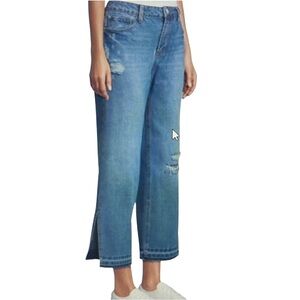 Kensie True Vintage Wide Leg Distressed Split Hem Jeans Size 6 / 28